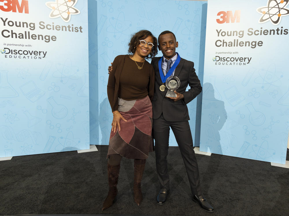 Heman Bekele with the help of his 3M mentor, Deborah Isabelle (left), created a prototype soap to treat melanoma. Isabelle said of Bekele, 