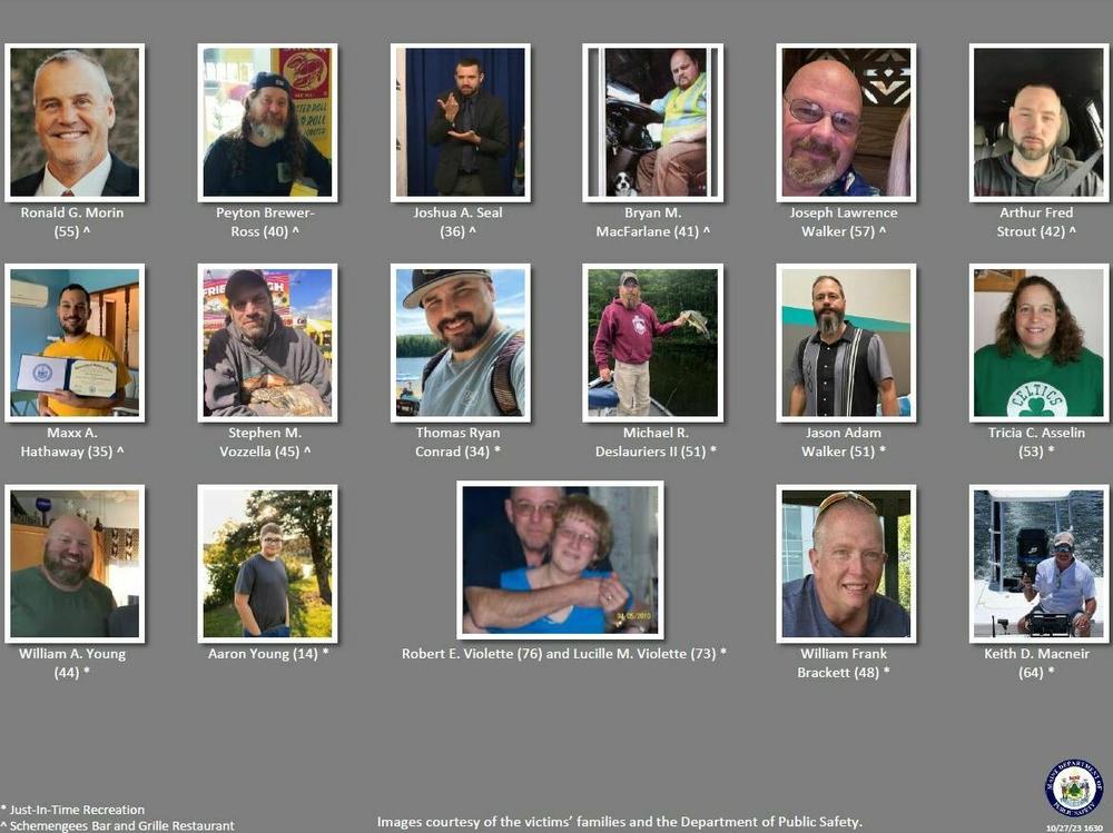 The state of Maine on Friday released photos of the 18 victims killed Wednesday in the mass shooting in Lewiston.