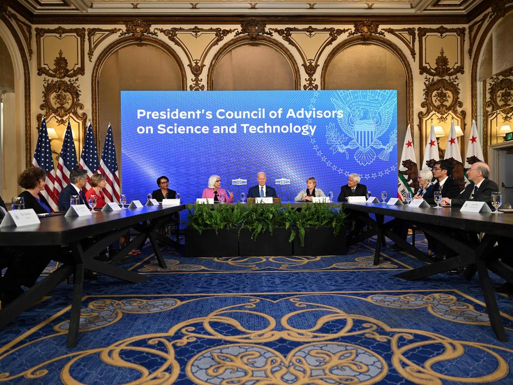 President Biden holds a meeting with the President's Council of Advisors on Science and Technology in San Francisco on Sept. 27.
