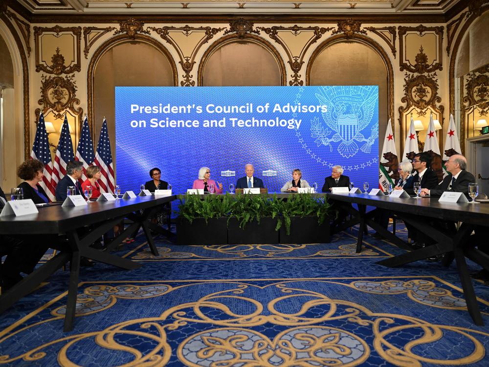 President Biden holds a meeting with the President's Council of Advisors on Science and Technology in San Francisco on Sept. 27.