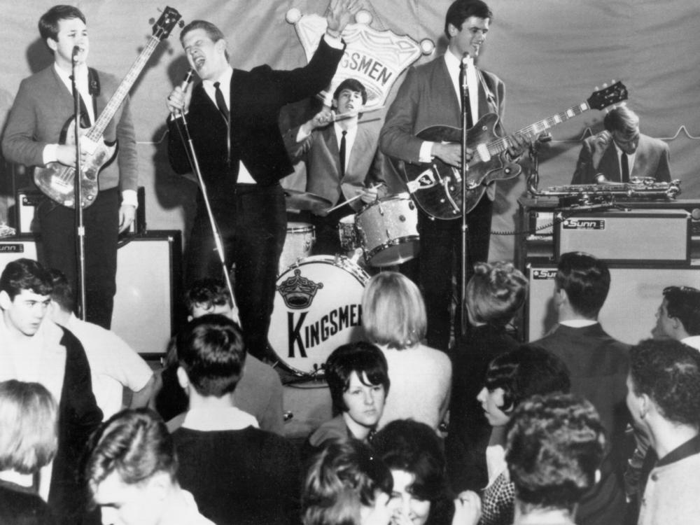 Left to right: Norm Sundholm, Lynn Easton, Dick Peterson, Mike Mitchell, and Barry Curtis of the touring version of the rock and roll band 