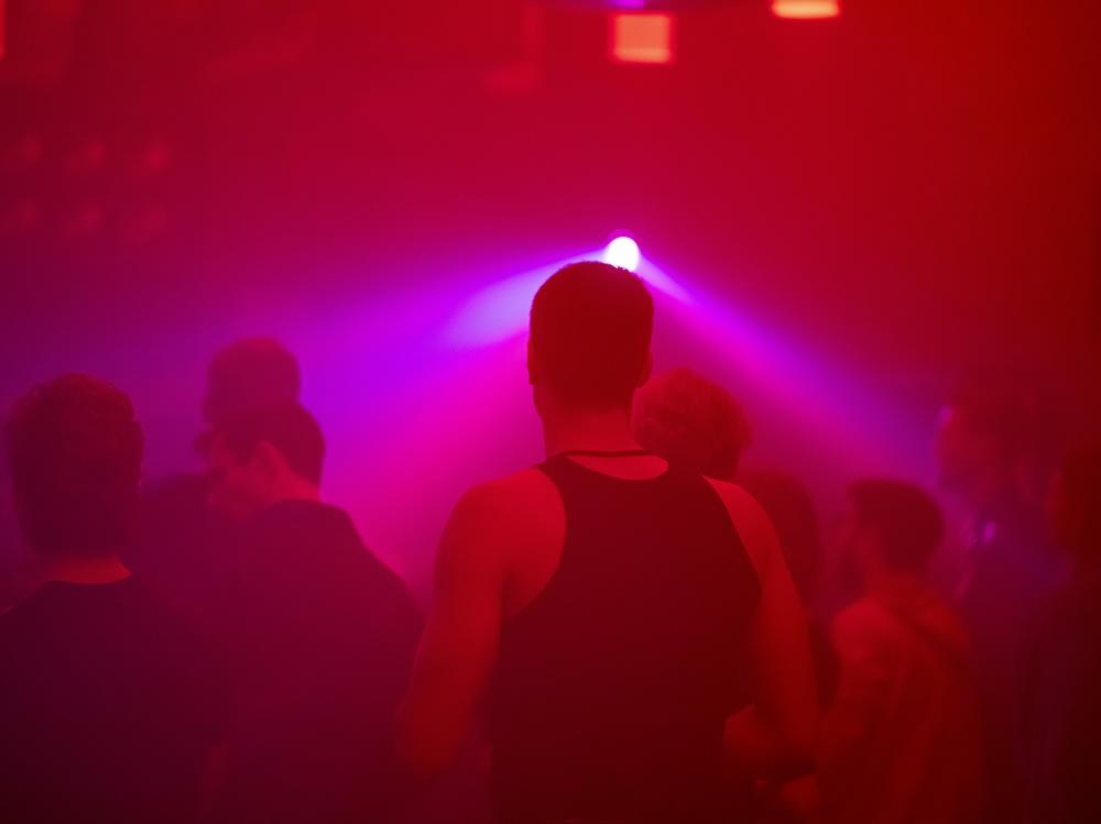 People dancing on the dance floor at Club Re:mise in Berlin on Oct. 7, 2023.