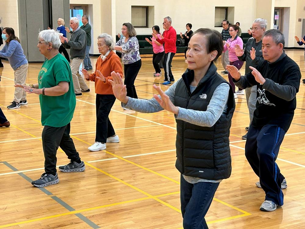 A tai chi class held at the North Potomac Community Rec Center in Potomac, Md. Tai chi has been shown to improve balance, prevent falls and help slow down cognitive decline.