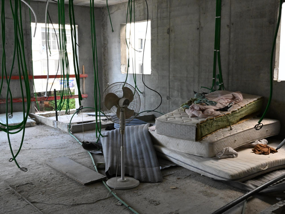An unfinished apartment construction site in Ramat Gan, Israel, on Nov. 2, 2023. Work has stopped because Israel has suspended work permits for Palestinians from the occupied West Bank.