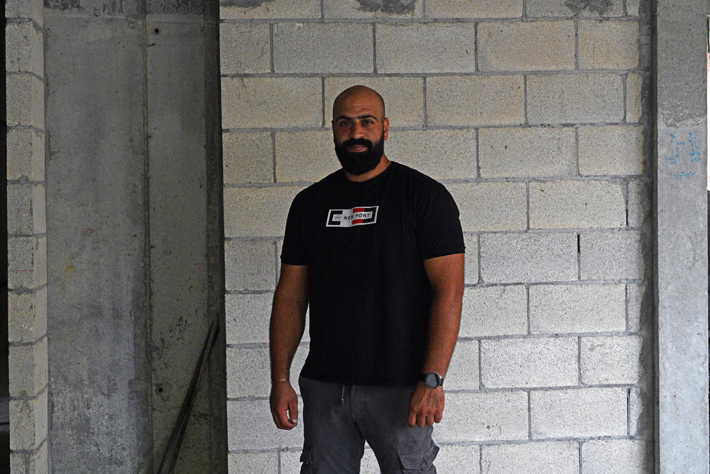 Bashar Jabaareen at the idle construction site.