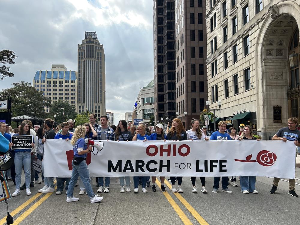 More than a thousand people prayed, sang, and listened to speakers at the Ohio Statehouse in October as part of the second annual March for Life Ohio. Their aim is to defeat a constitutional amendment that would enshrine reproductive rights, including abortion.