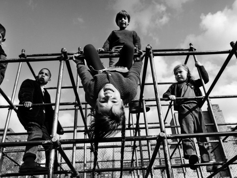 A jungle gym in the 1970s — a staple of playgrounds all across the U.S.
