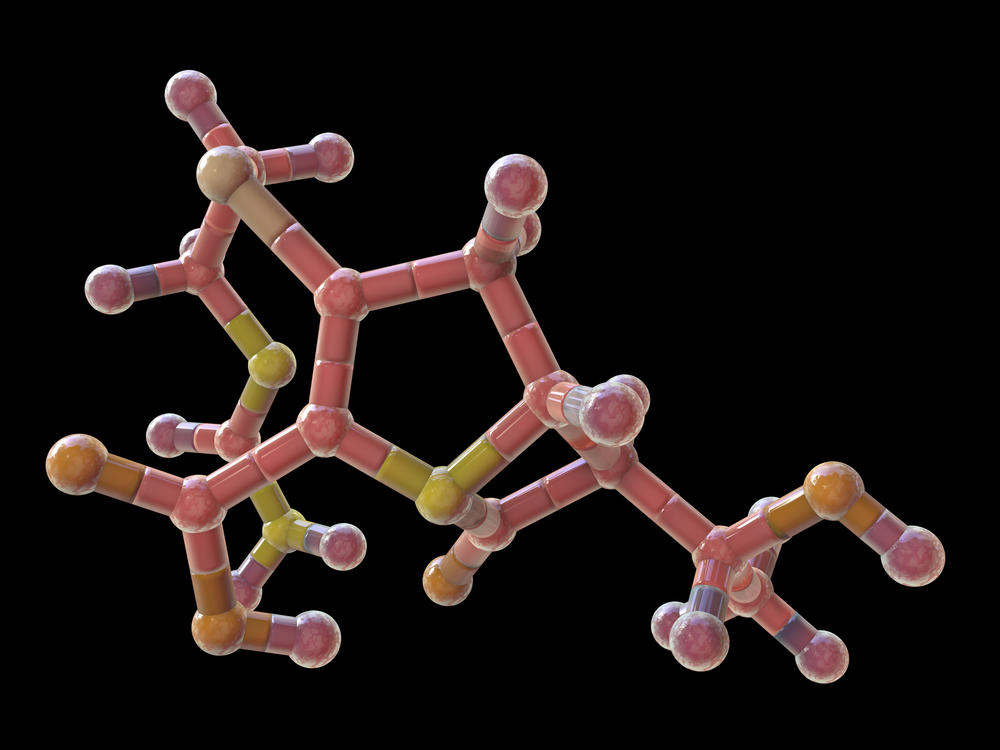 The above illustration depicts a molecular model for a carbapenem drug. The carbapenem group of antibiotics is the last resort for antibiotic-resistant infections and is approved for children.  But carbapenems are not widely used because they're expensive, they're administered by IV — and doctors are concerned that bacteria could develop resistance to these antibiotics.