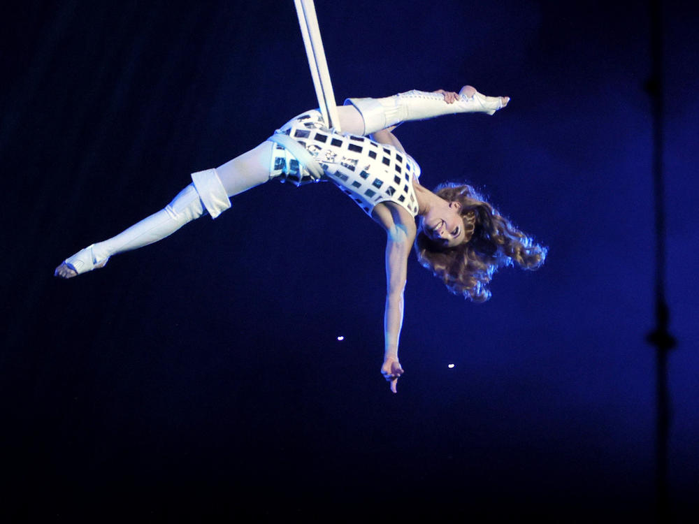 Cirque du Soleil is unveiling a plan to join its famous acrobatic shows with Nashville's country music. Here, a cast member performs during the The Beatles LOVE show by Cirque du Soleil at The Mirage in Las Vegas.
