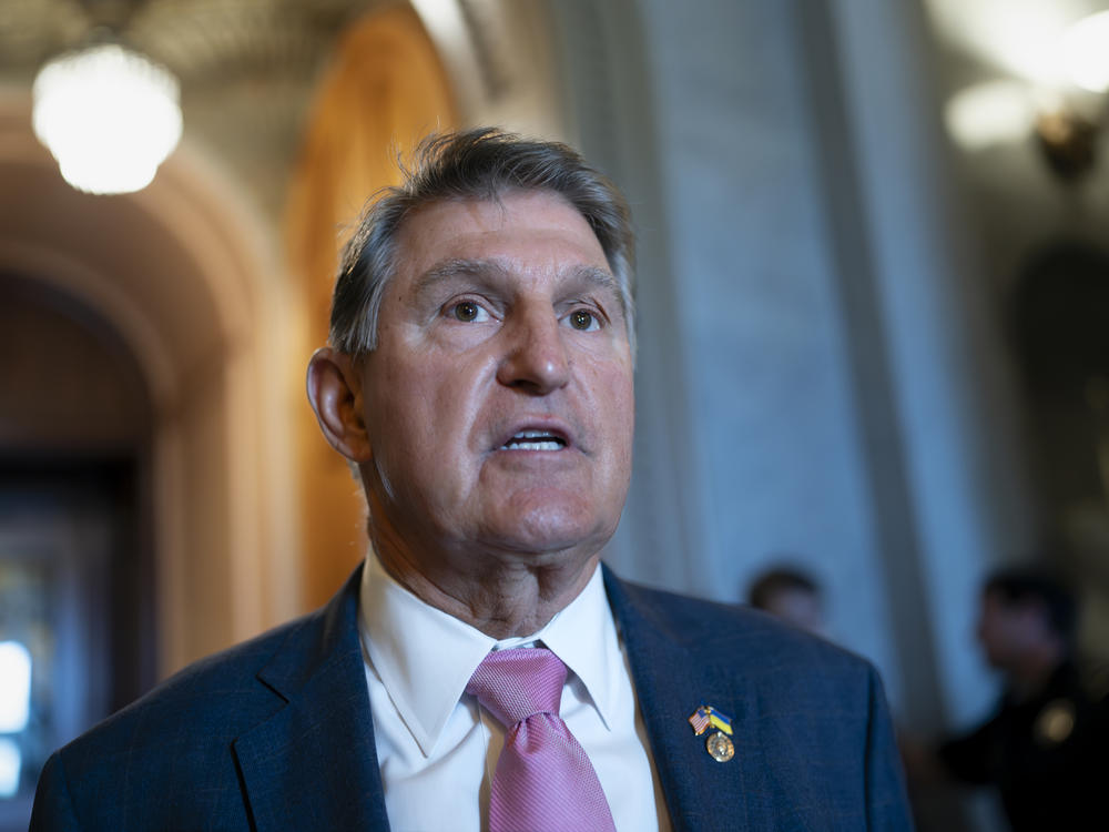 Sen. Joe Manchin, D-W.Va., speaks at the U.S. Capitol in June.
