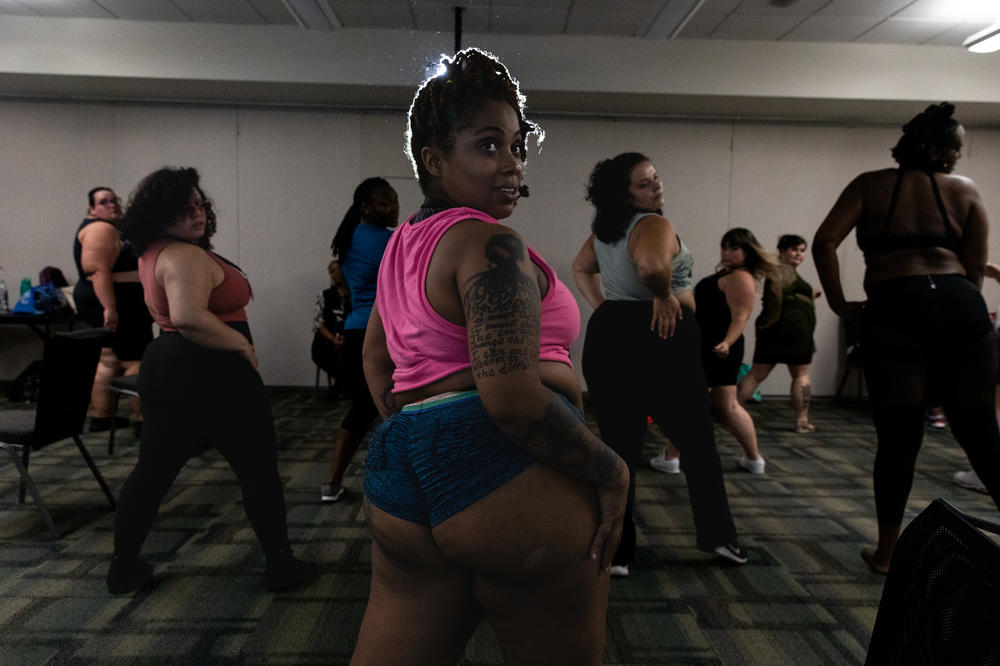 Queen Nzinga leads a Twerk-lesque class at Philly FatCon last month. The convention offered five wellness classes for attendees to choose from.