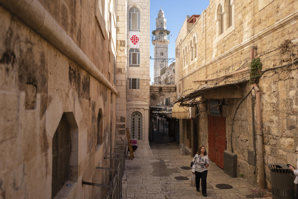 Once-bustling streets are now almost empty in the Old City of Jerusalem on Nov. 8.