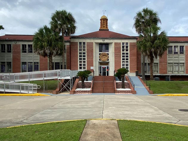 The entrance to the Federal Correctional Institution Tallahassee in Florida.