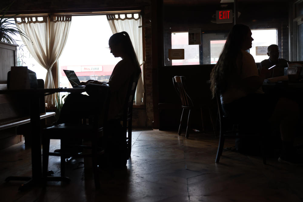 Patrons at The Fruited Plain Cafe in Sioux Center, Iowa, on Nov. 7, 2023.