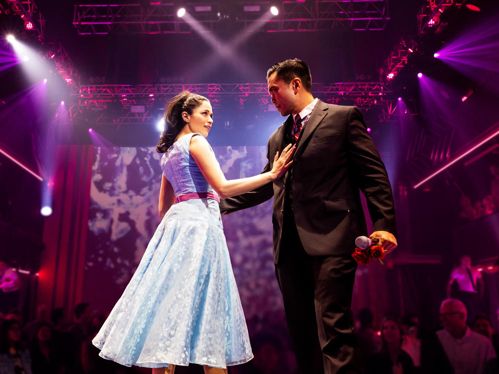 Arielle Jacobs and Jose Llana as Imelda and Ferdinand Marcos in the Broadway musical <em>Here Lives Love.</em>