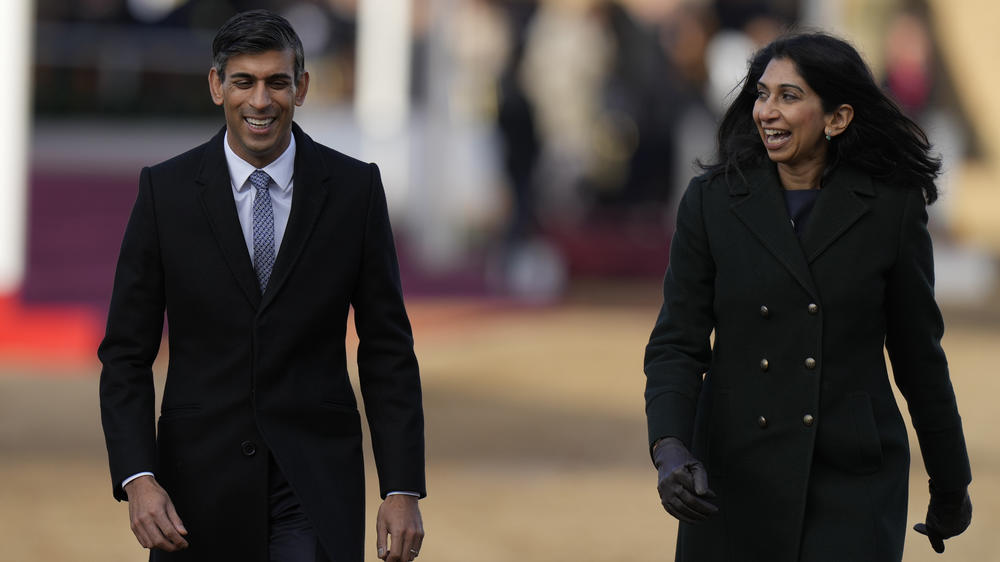 Britain's Prime Minister Rishi Sunak and Suella Braverman, the home secretary, in London in November 2022. Sunak has fired Braverman, who drew anger for accusing police of being too lenient with pro-Palestinian protesters.