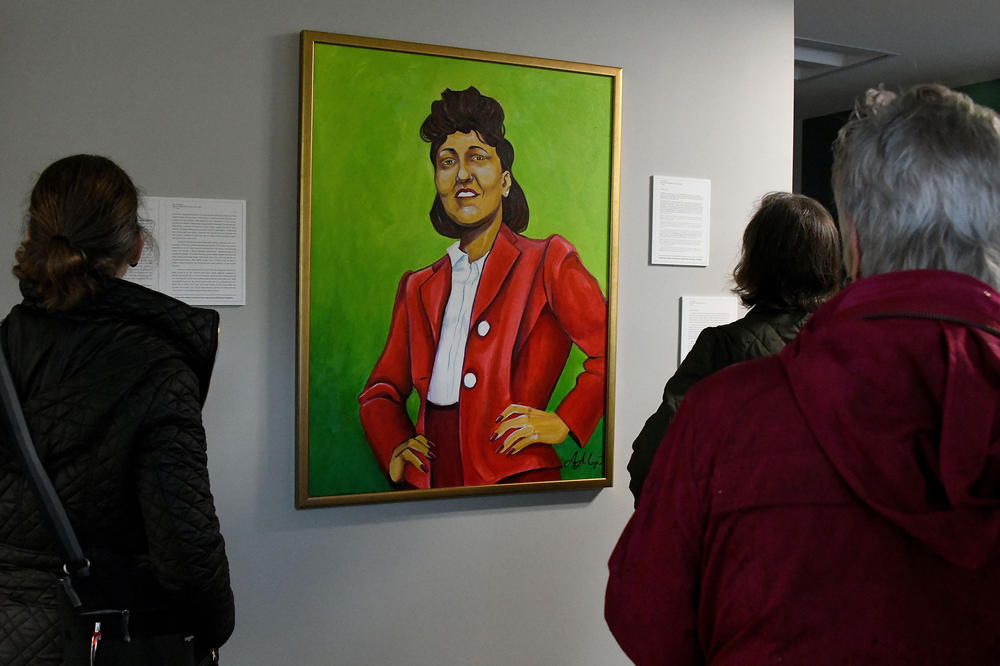 A painting of Henrietta Lacks hangs in the entryway of the Henrietta Lacks Community Center at Lyon Homes in Turner Station, outside Baltimore, Maryland.