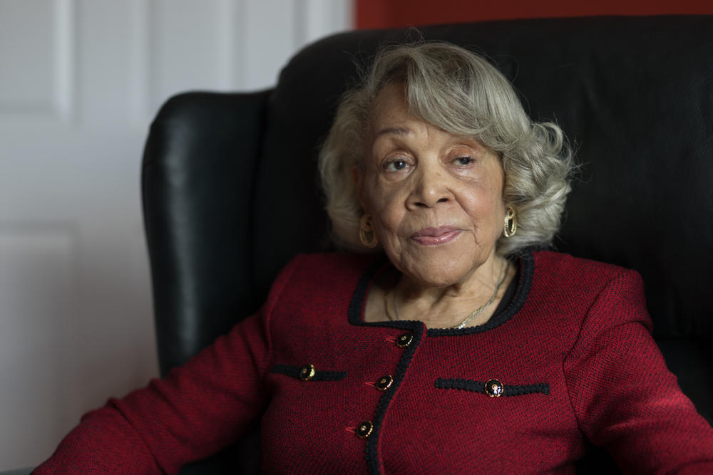Mrs. Pat Pattillo sits for a portrait in her home.