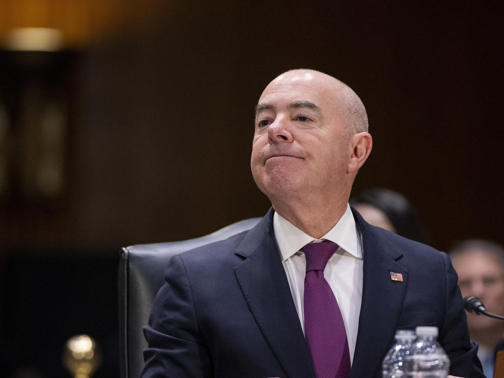 Homeland Security Secretary Alejandro Mayorkas testifies during a hearing of the Senate Appropriations Committee last week.