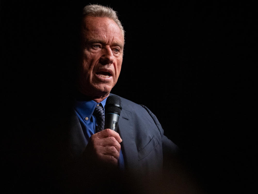 Robert F. Kennedy Jr., who is running as an independent presidential candidate, speaks during a campaign event in Miami Sunday.