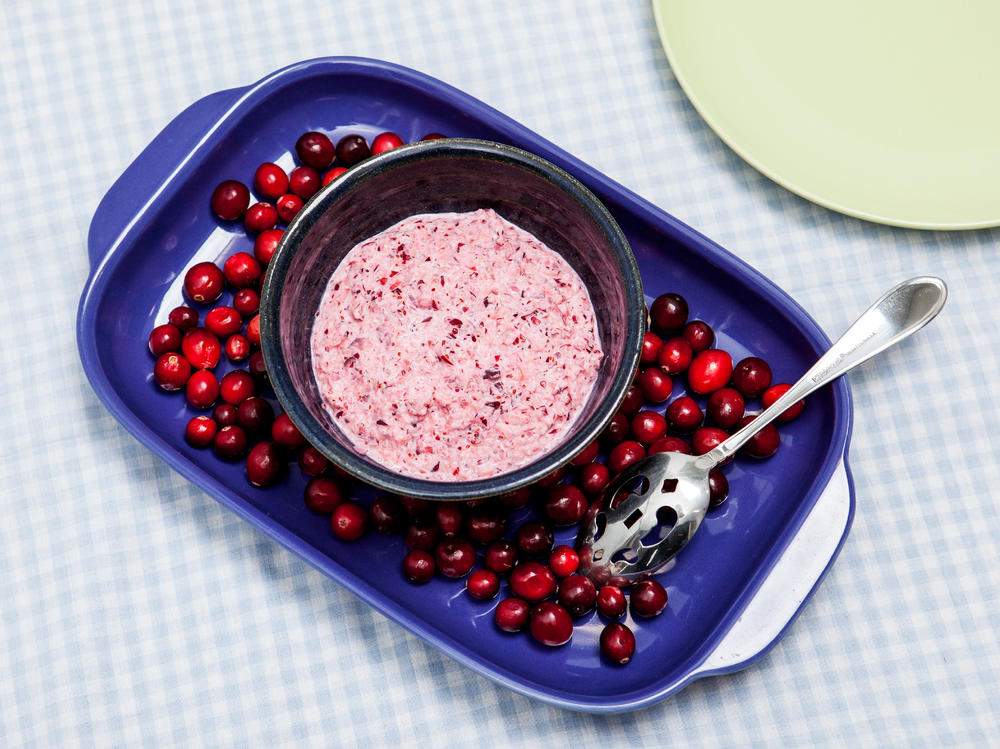 Behold: Mama Stamberg's cranberry relish. (Yes, it's supposed to be that color.)