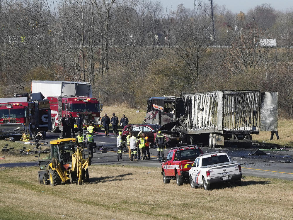 A charter bus carrying students from a high school was rear-ended by a semi-truck on Interstate 70, in Ohio.
