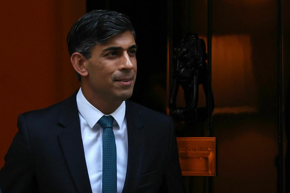 Britain's Prime Minister Rishi Sunak leaves from 10 Downing Street in London on Wednesday.