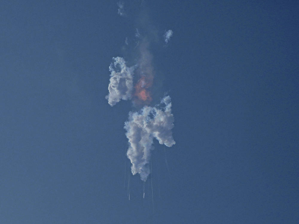 Starship's first launch attempt ended in failure. The rocket spun out of control before exploding about four minutes after liftoff.