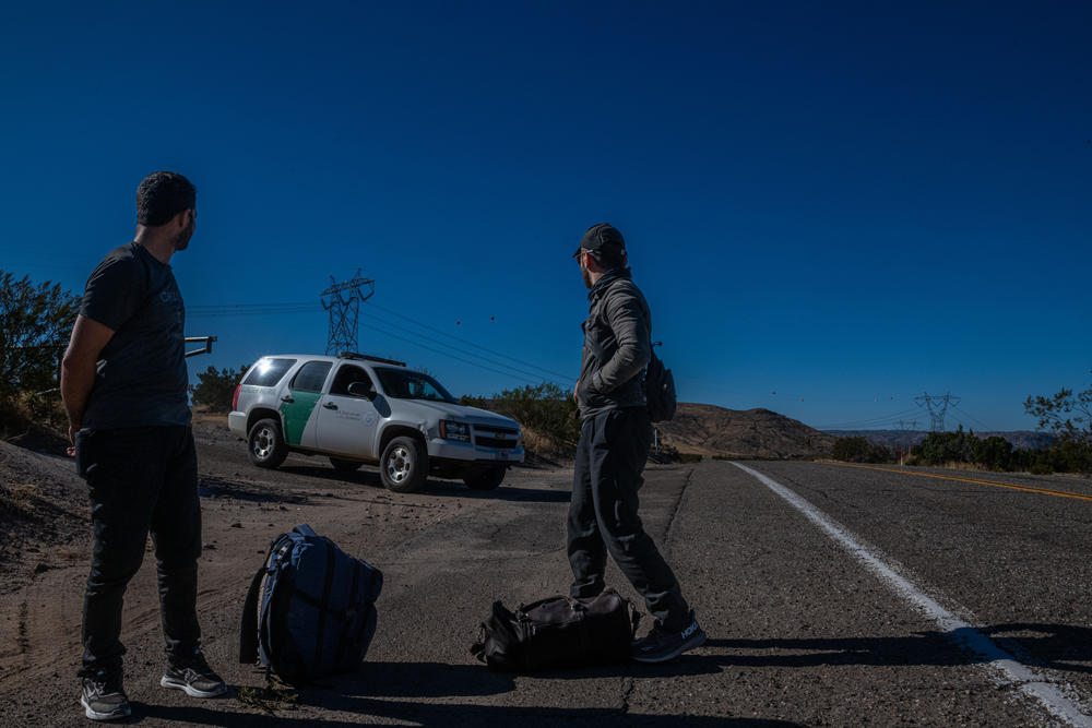 Two Kurdish migrants attempt to turn themselves in to U.S. Customs and Border Protection in Jacumba, Calif., on Nov. 11.