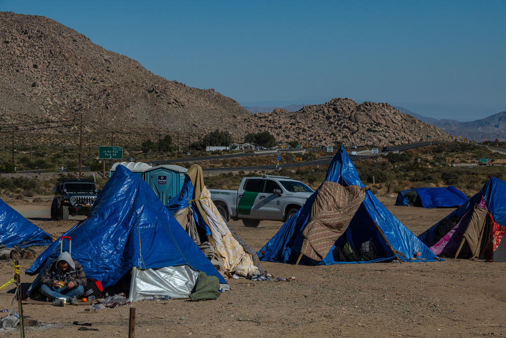 Migrants at the unofficial camps in Jacumba, Calif., say Border Patrol sometimes tells them to stay put for days while they await processing.