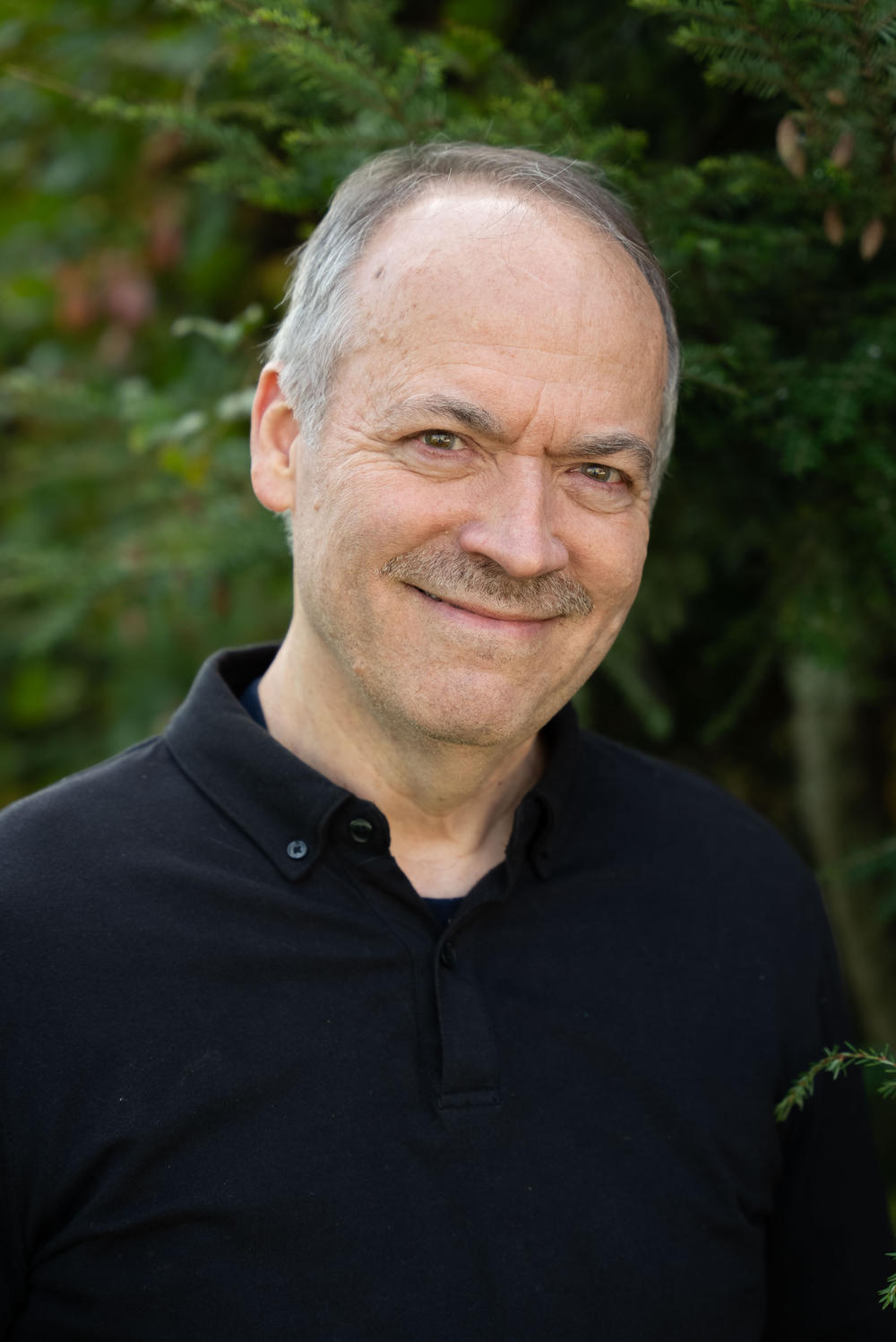 Will Shortz outside his home in Pleasantville, N.Y., where he lives with his partner. The couple met at the table tennis club, where they later got married.