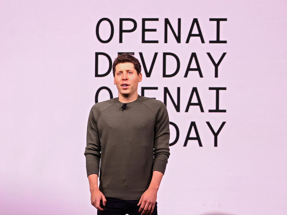 Sam Altman speaks at the OpenAI DevDay event on Nov. 6, in San Francisco. He has been reinstated as OpenAI's chief executive, days after being ousted by its board of directors.