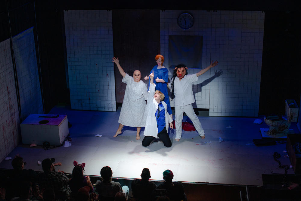 The campy musical riffs on themes from the horror series, turning the scary movie concept into an irreverent comedy.