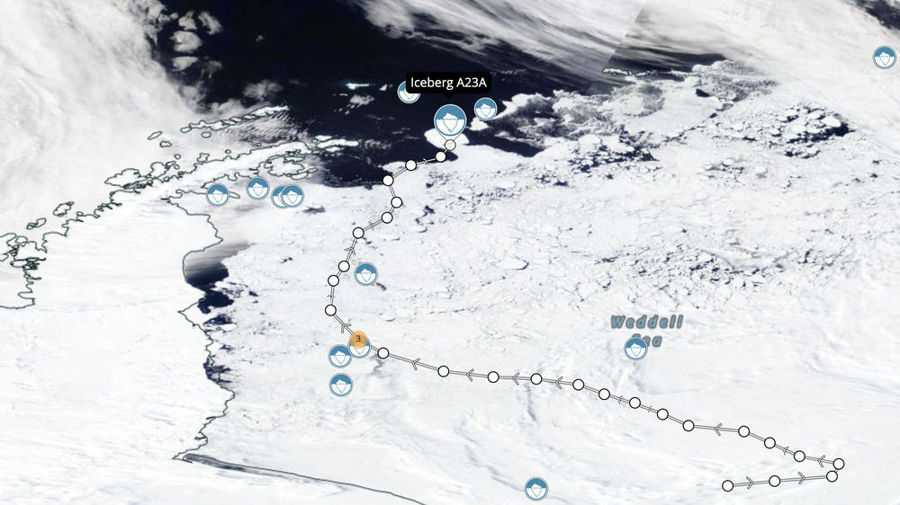 Recent satellite images have shown the migration of the mammoth iceberg known as A23a from its origins in the Weddell Sea to its current position on the edge of the open ocean.