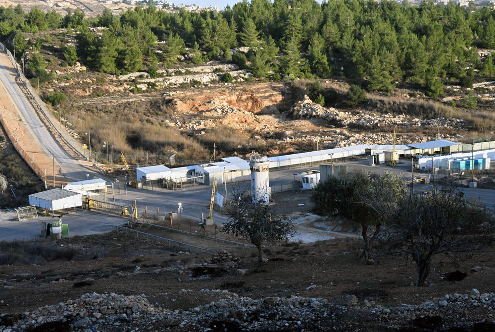 This is Israeli Ofer Prison. It is where Palestinian prisoners who are part of the hostages-for-prisoners exchange with Israel would be driven out by International Committee of the Red Cross buses on Nov. 24, 2023.