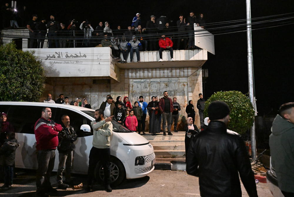 In Beitunia, West Bank people wait for Palestinian prisoners to be released on Nov. 24, 2023.