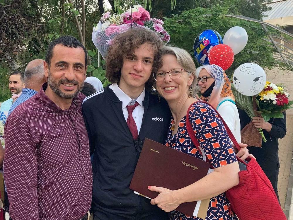 Hisham Awartani with his father, Ali Awartani, and mother, Elizabeth Price. On Saturday, Awartani was one of three men of Palestinian descent shot in Burlington, Vermont.