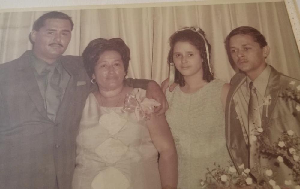 Angel Garcia (right) with his sister Miriam (second from right) and their mother and brother.