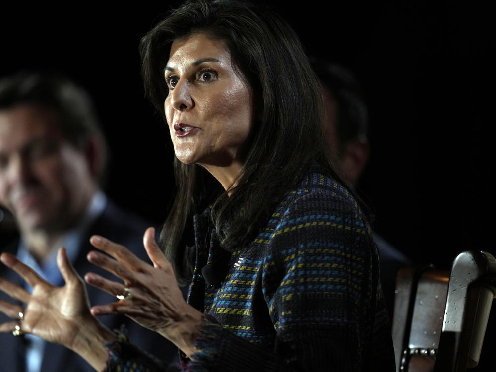 Republican presidential candidate former U.N. Ambassador Nikki Haley speaks during the Family Leader's Thanksgiving Family Forum, Nov. 17 in Des Moines. On Tuesday, conservative mega-donors, the Koch network, signaled its endorsement of Haley as the super PAC they fund, Americans for Prosperity, backed the former S.C. governor.