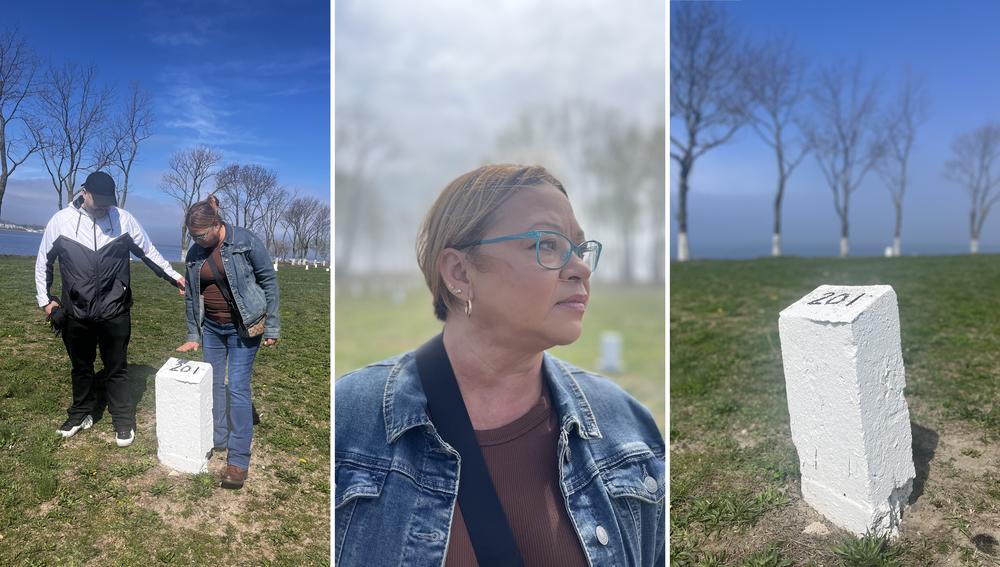 Vega and her half brother, Angel Garcia, visiting the grave of their father for the first time.