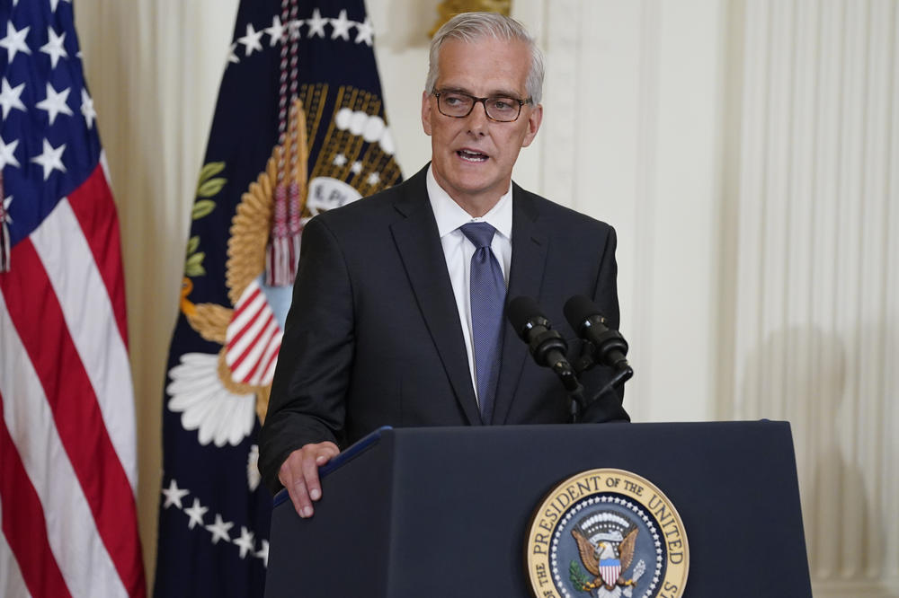 Secretary of Veterans Affairs Denis McDonough speaks during an event at the White House in 2022.