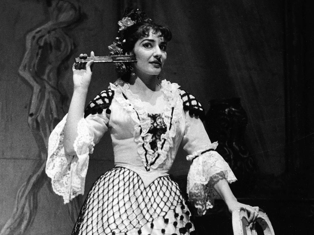 Maria Callas as Rosina in Rossini's <em>Il Barbieri di Siviglia</em>, at Milan's La Scala theater in 1956.