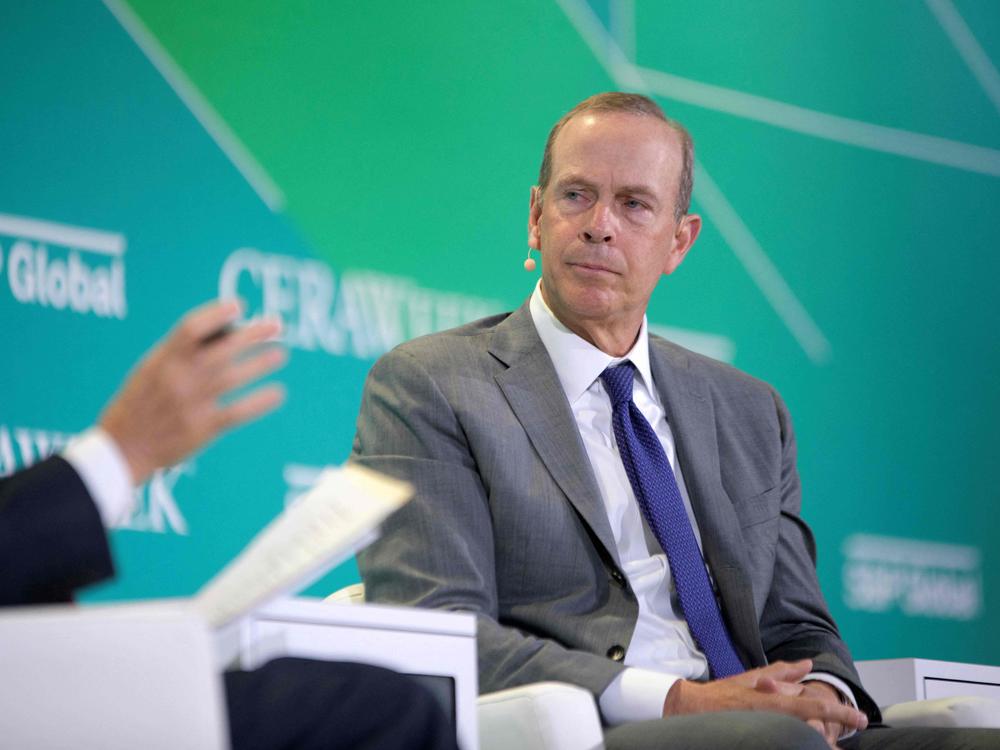 Chevron CEO Mike Wirth at an energy conference in Houston in March 2023. Chevron and other oil companies often speak of 