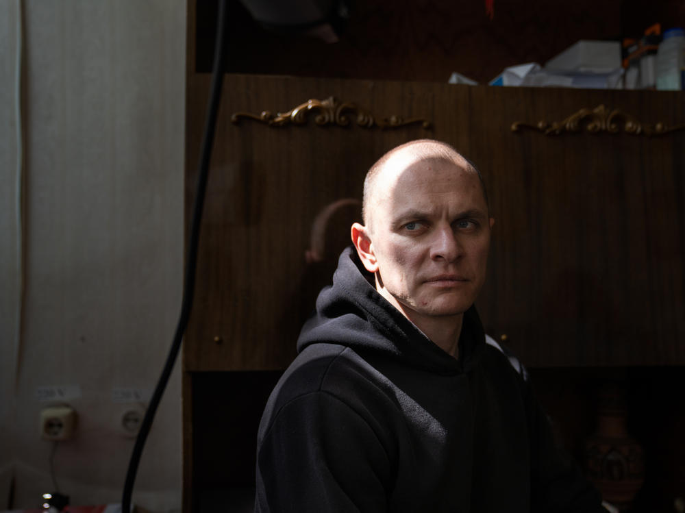 Dmytro Orlov, the exiled mayor of Enerhodar, in his office at a community center in Zaporizhzhia.