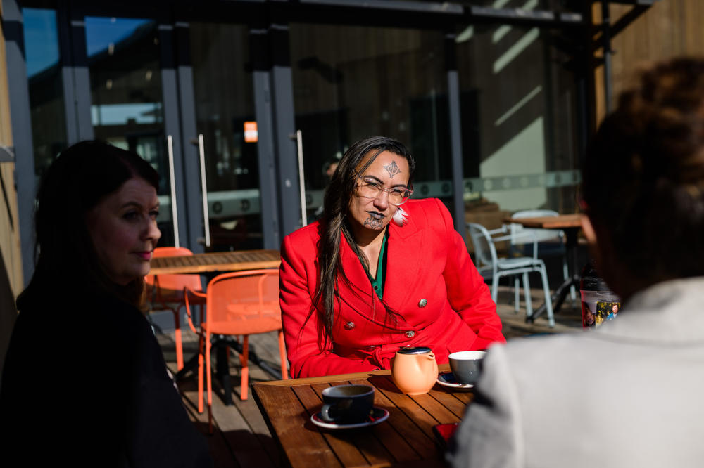 Teresa Butler (center), an anti-smoking advocate from New Zealand's Māori population, is deeply concerned about the new conservative government's plans to repeal the country's pioneering smokefree bill. Her community's relatively high rate of smoking. Above: Butler meets with Amanda Dodds (left) and Lisia Ratima-Livesly of the Cancer Prevention Team of the Cancer Society.