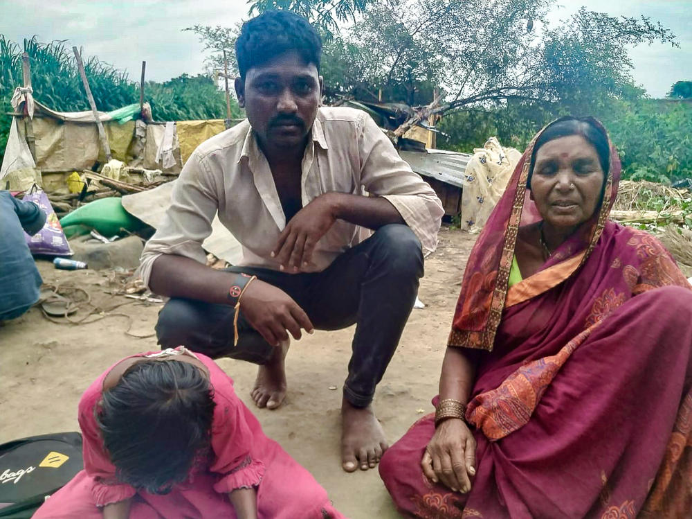 Shanta Bai and her son, who borrowed money from a contractor to free his parents after their employer would not release them, claiming they had not worked sufficient days to pay off the advance payment for their labor in the sugarcane fields. He will now have to work for that contractor to pay off the loan.