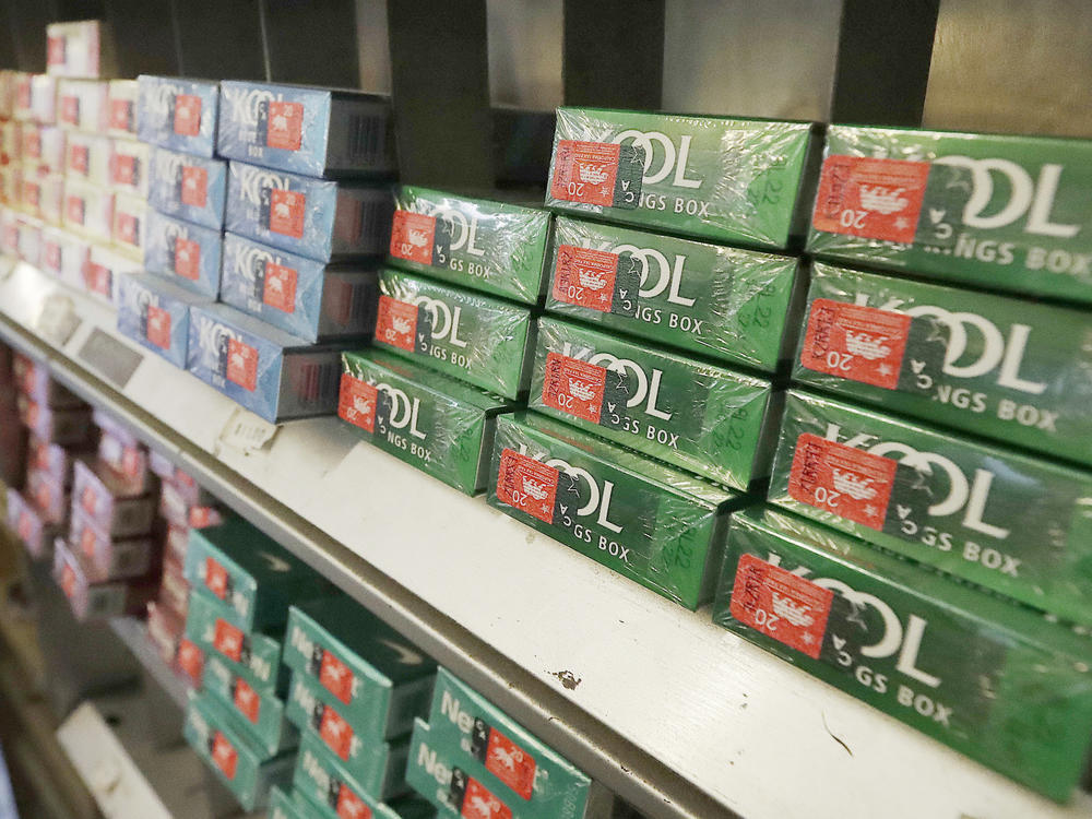 Menthol cigarettes and other tobacco products are displayed at a store in San Francisco on May 17, 2018.