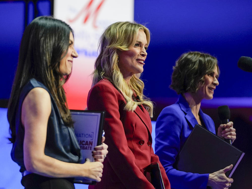 Moderators from l-r., Eliana Johnson, editor-in-chief of The Washington Free Beacon, Megyn Kelly, host of 