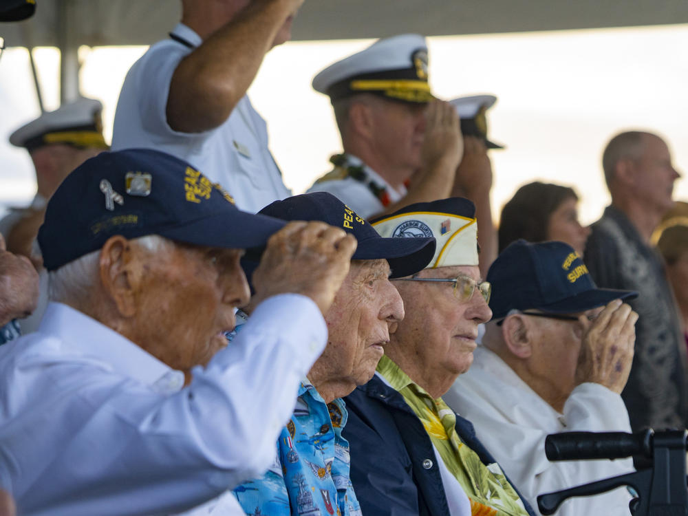 Pearl Harbor survivors, from left, Harry Chandler, Ken Stevens, Herb Elfring and Ira 