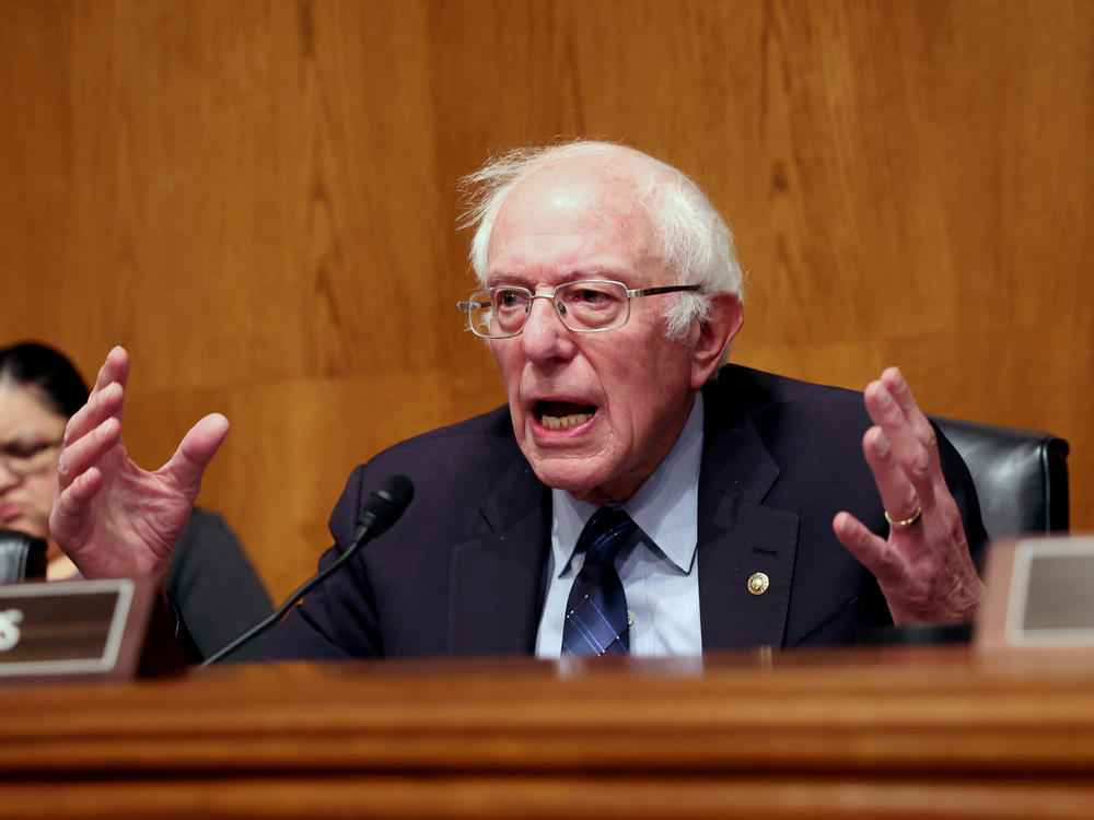 Sen. Bernie Sanders, pictured at a committee hearing last month, joined Republican senators in blocking aid to Israel and Ukraine. He tells NPR why he thinks support for Israel's military should have strings attached.
